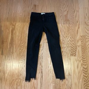 Flying Monkey Black Distressed Straight Jeans; Size 25
